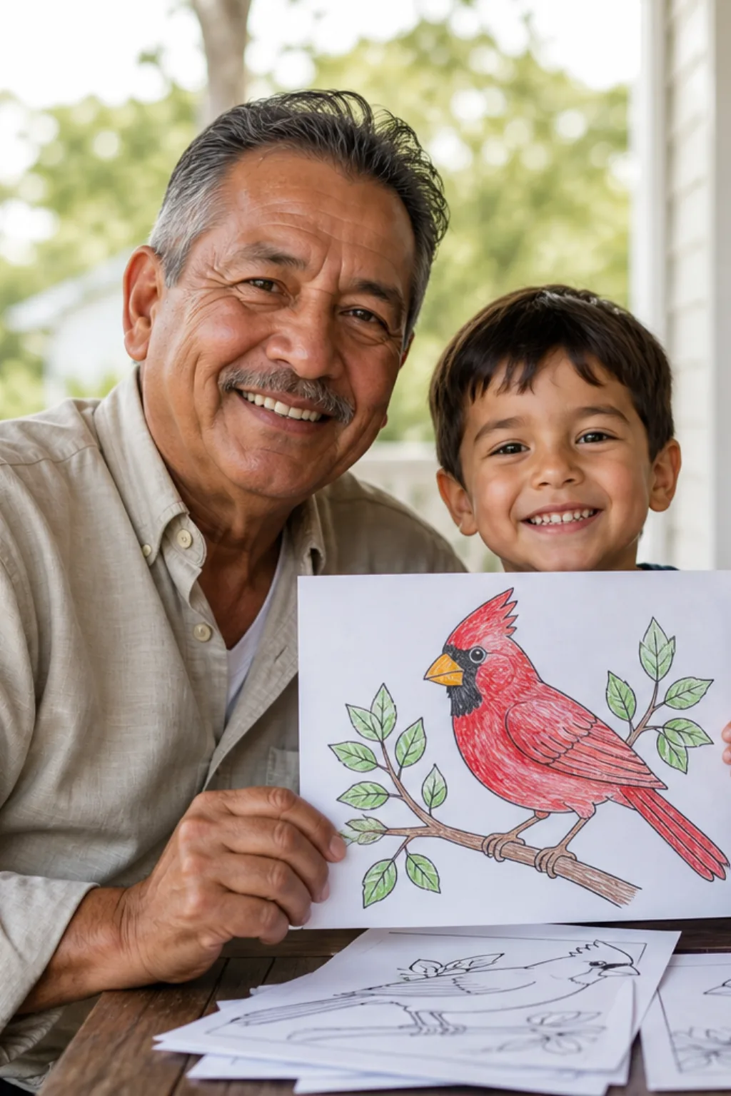 desenhos do pássaro cardeal para colorir — exemplo criado na Desenhos pra Colorir