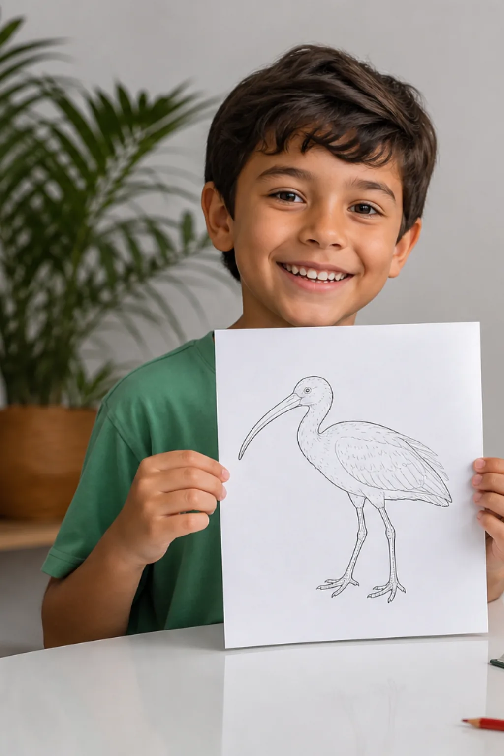 desenhos do pássaro guará para colorir — exemplo criado na Desenhos pra Colorir