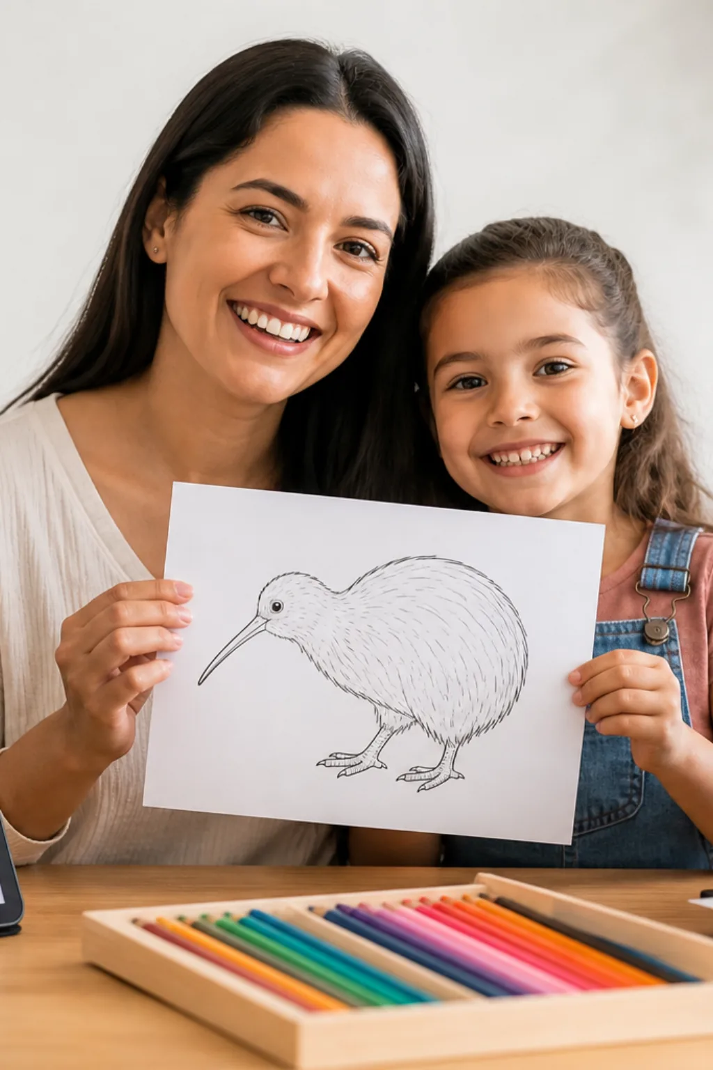 desenhos do pássaro kiwi para colorir — exemplo criado na Desenhos pra Colorir