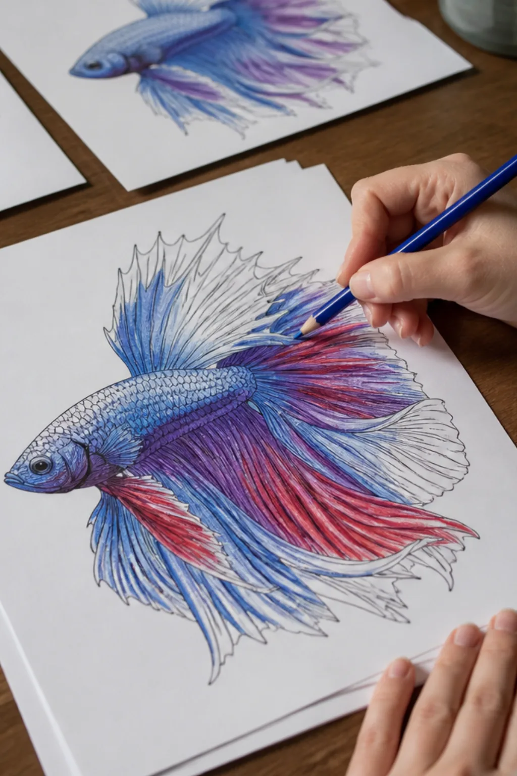 desenho de peixe betta para colorir - 2