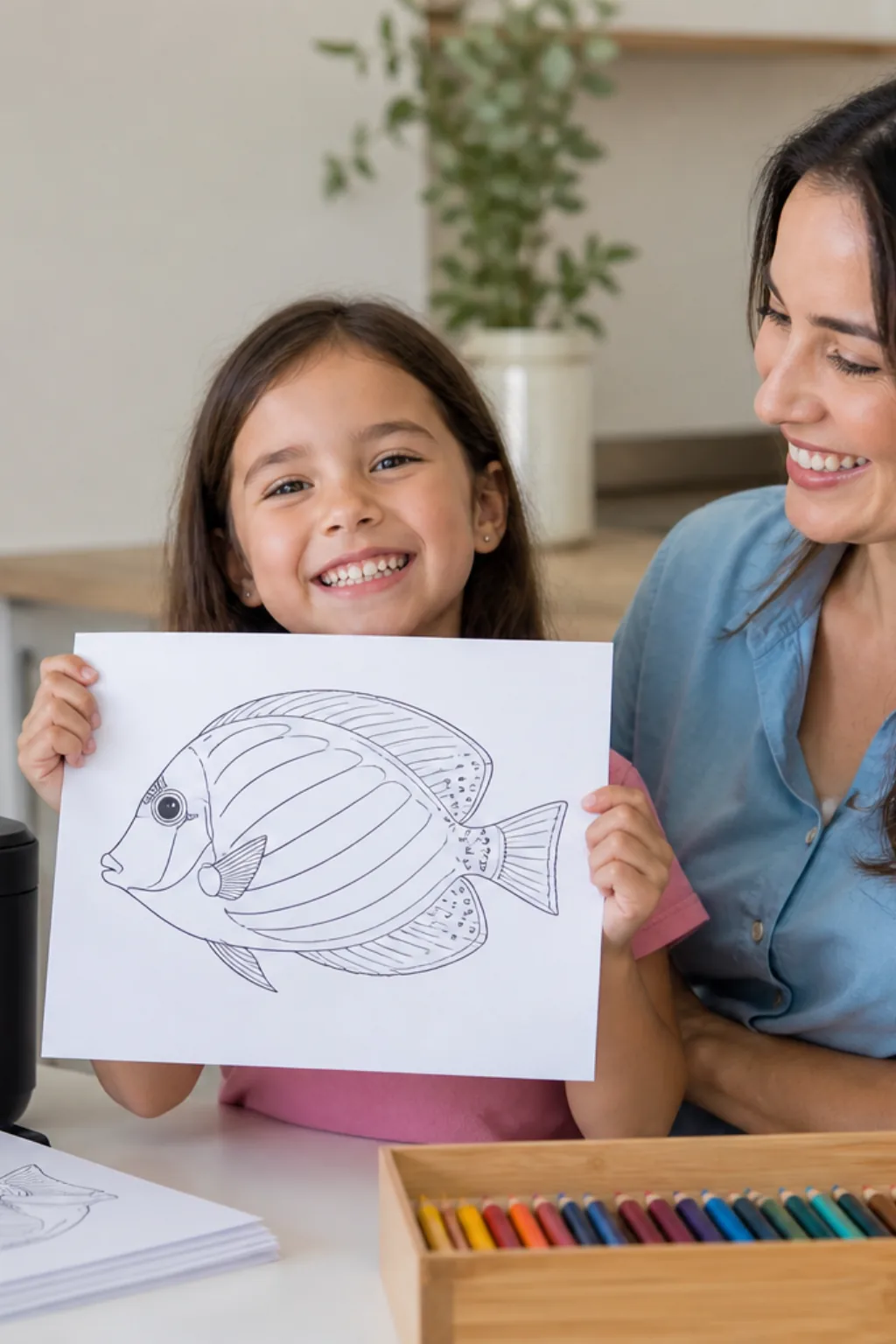 desenhos de peixe-cirurgião-patela para colorir — exemplo criado na Desenhos pra Colorir