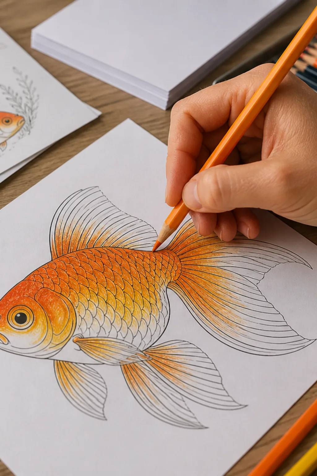 desenho de peixe dourado para colorir - 2