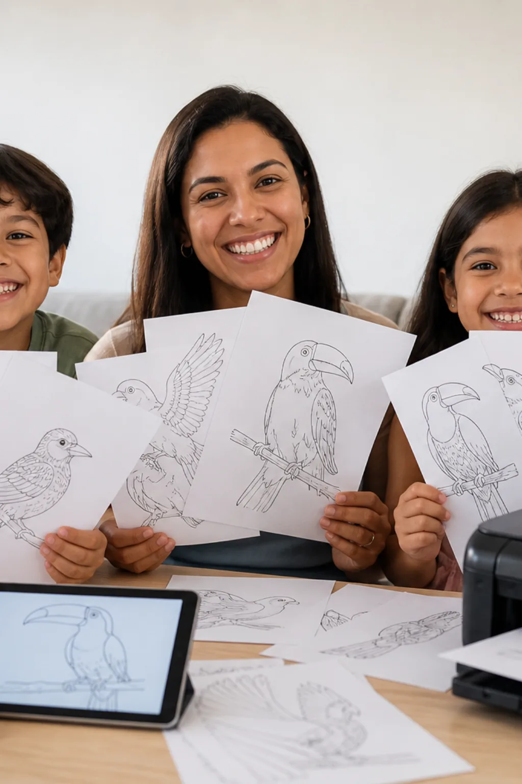 desenhos de animais com penas para colorir — exemplo criado na Desenhos pra Colorir
