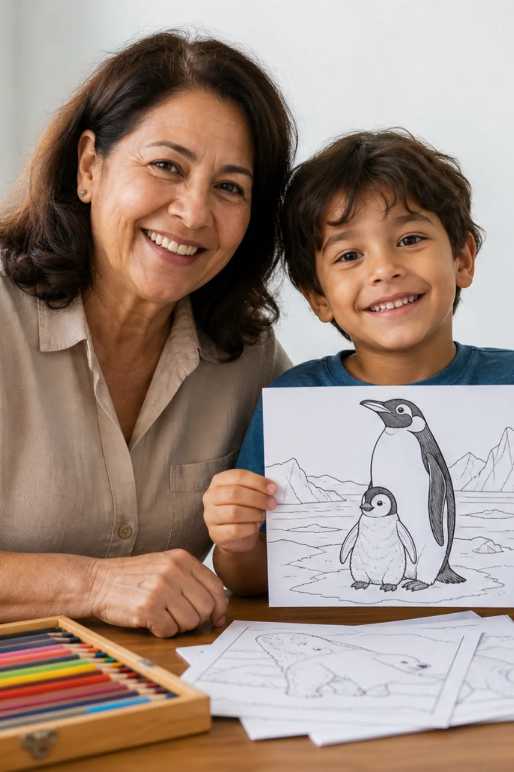 desenhos de pinguim-imperador para colorir — exemplo criado na Desenhos pra Colorir