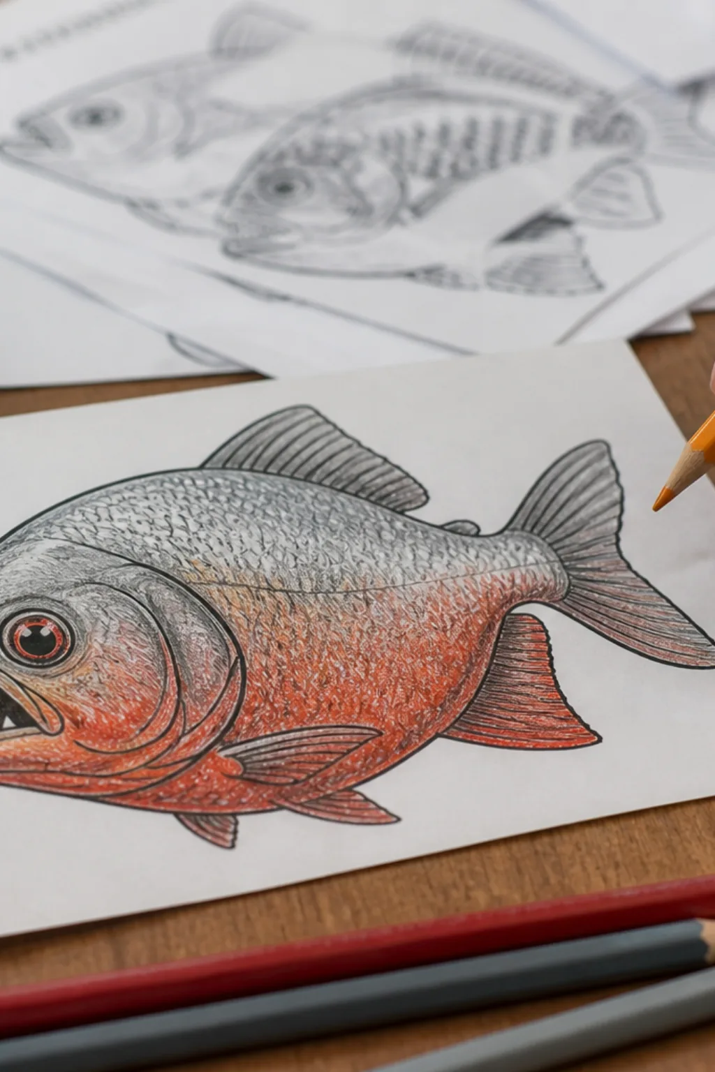desenho de piranha para colorir - 2