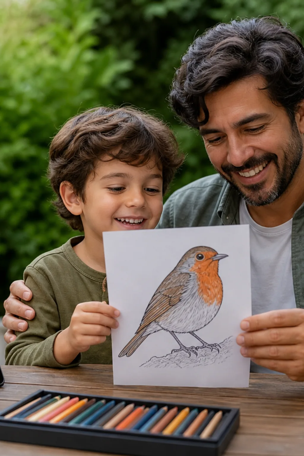 desenhos de pisco-de-peito-ruivo para colorir — exemplo criado na Desenhos pra Colorir