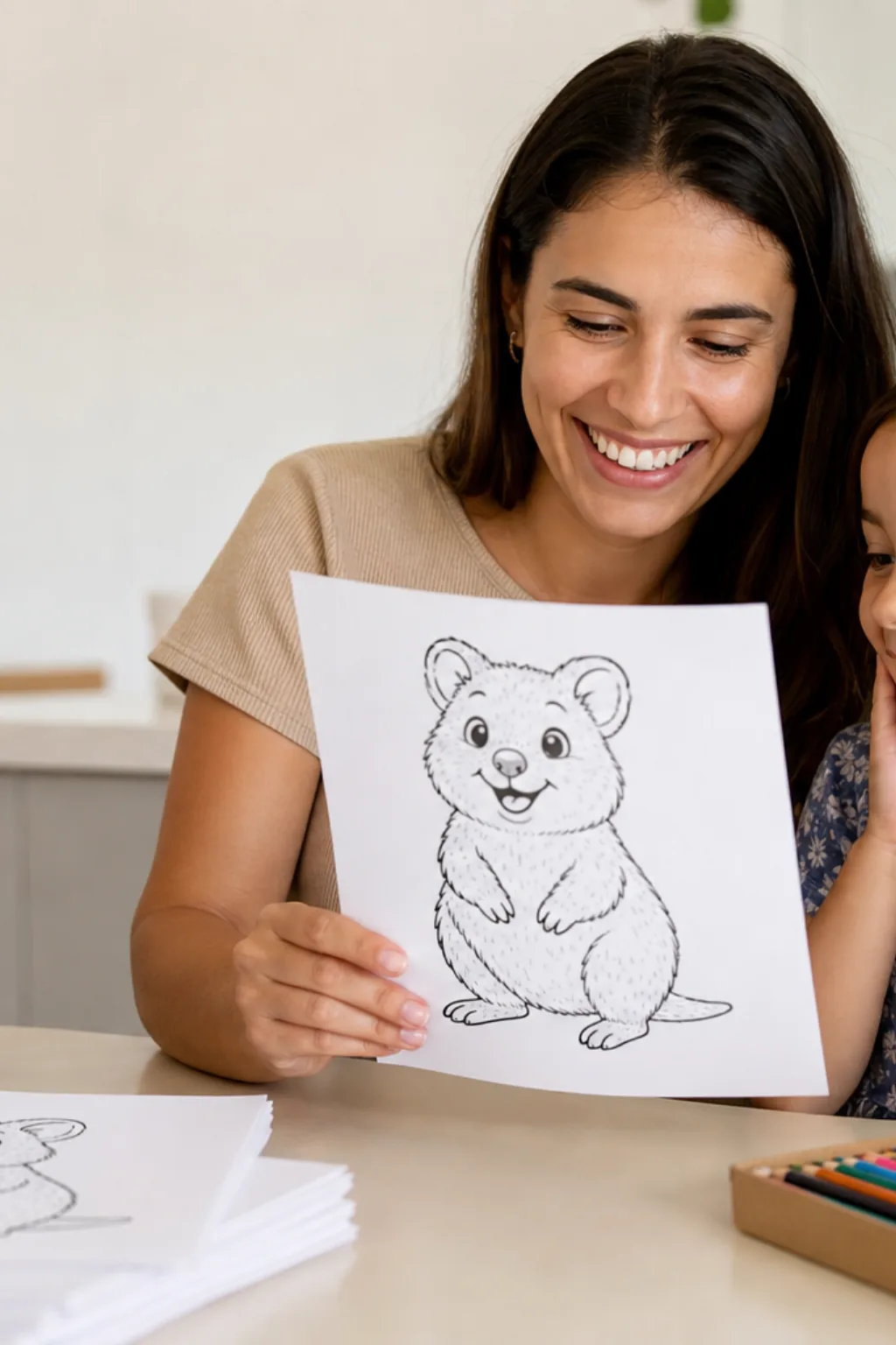 desenhos de quokka para colorir — exemplo criado na Desenhos pra Colorir