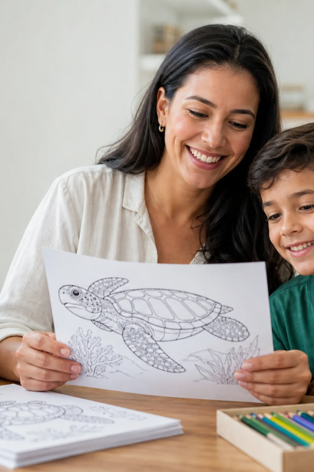 desenhos de tartaruga-cabeçuda para colorir — exemplo criado na Desenhos pra Colorir