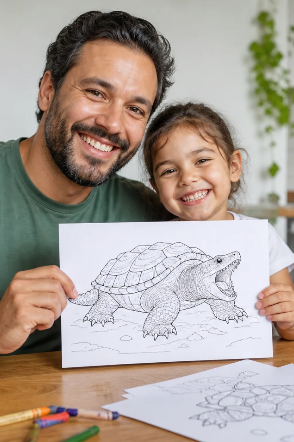 desenhos de tartaruga-mordedora para colorir — exemplo criado na Desenhos pra Colorir