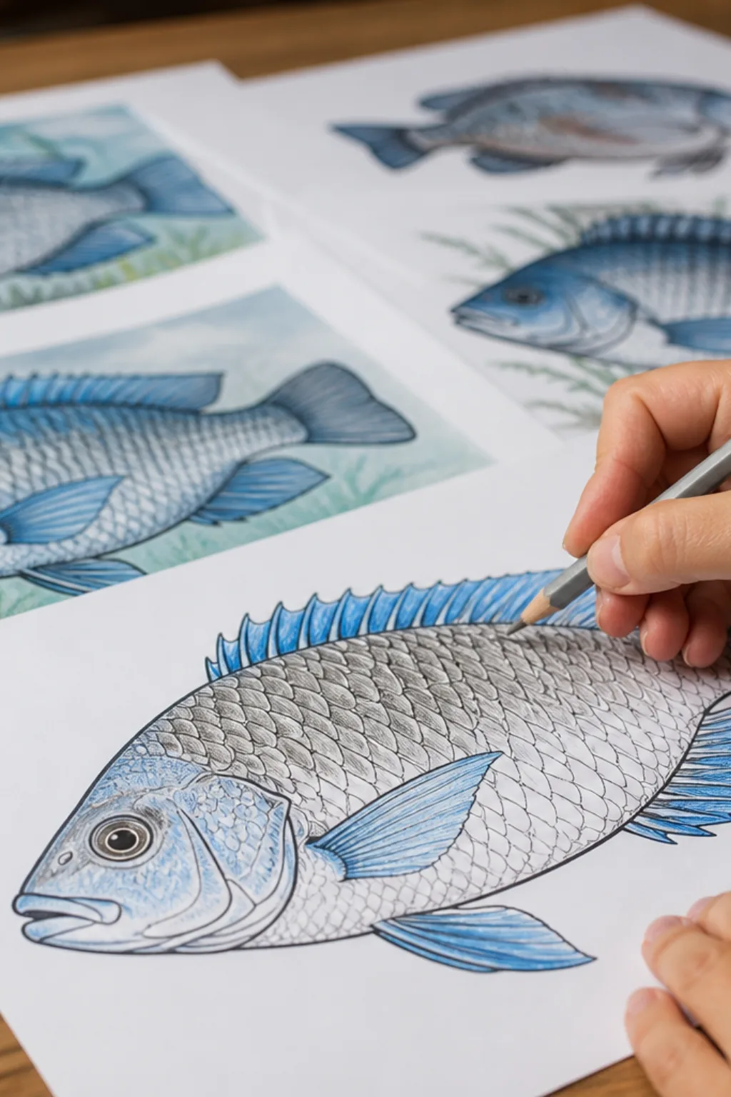 desenhos de tilápia para colorir - 2