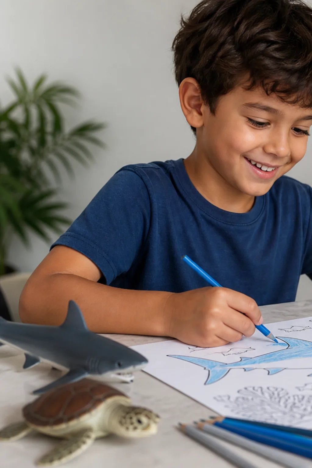 desenhos de tubarão-de-recife para colorir — exemplo criado na Desenhos pra Colorir