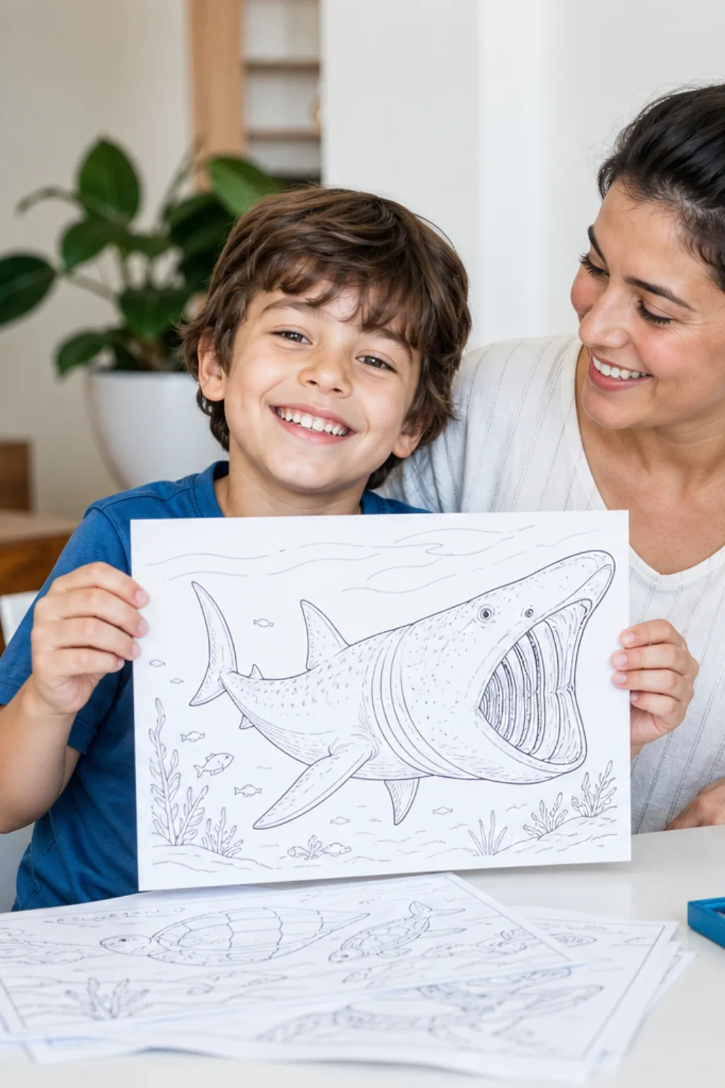 desenhos de tubarão-elefante para colorir — exemplo criado na Desenhos pra Colorir