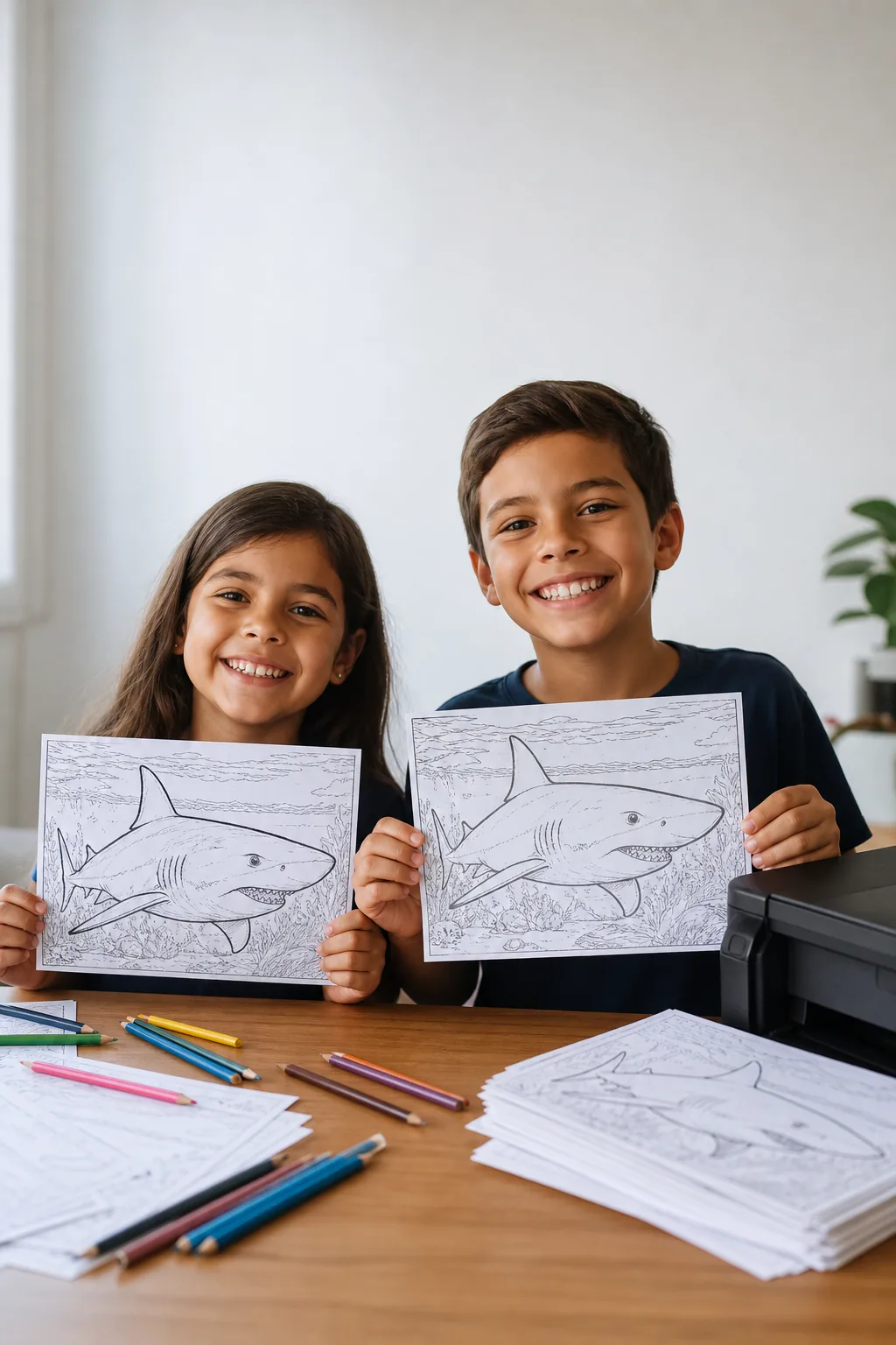 desenhos de tubarão-limão para colorir — exemplo criado na Desenhos pra Colorir