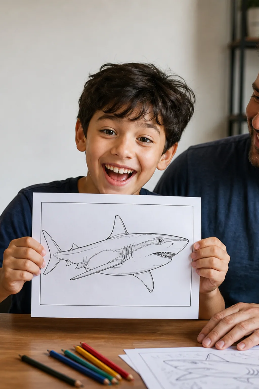 desenhos de tubarão-mako para colorir — exemplo criado na Desenhos pra Colorir