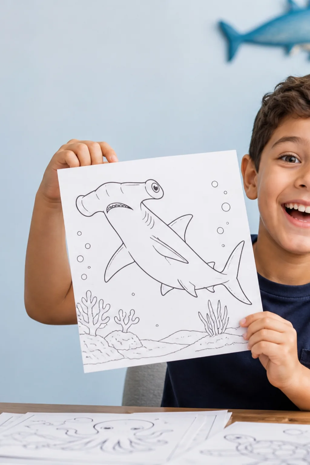 desenhos de tubarão martelo para colorir - 1