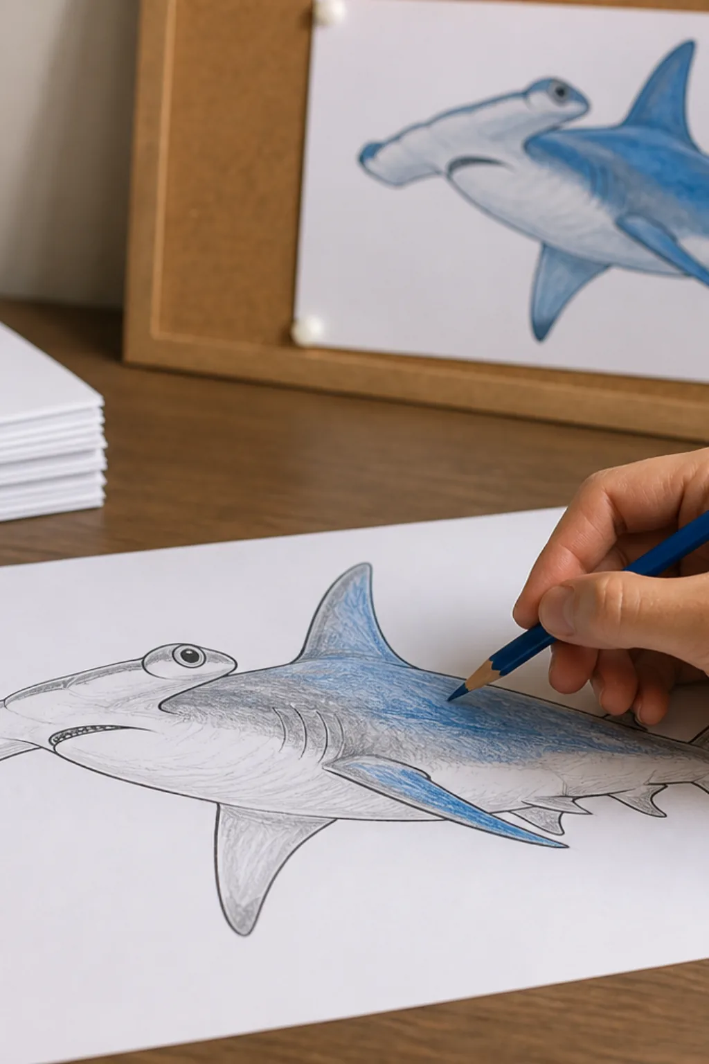desenhos de tubarão martelo para colorir - 2