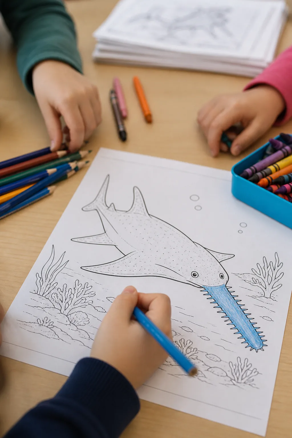 desenhos de tubarão-serra para colorir - 2
