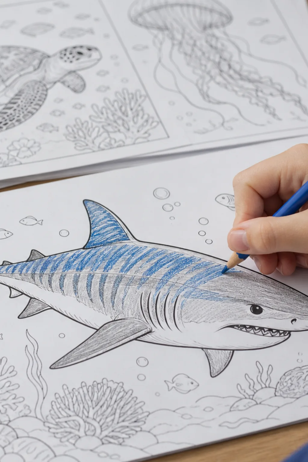 desenhos de tubarão-tigre para colorir - 2