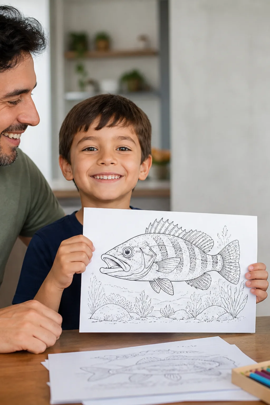 desenho de tucunaré para colorir — exemplo criado na Desenhos pra Colorir