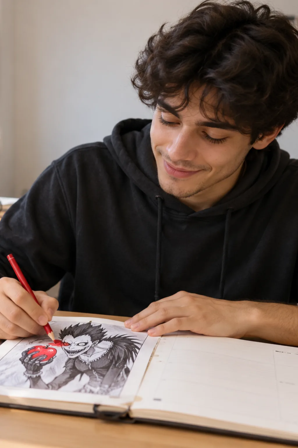 desenhos de death note para colorir — exemplo criado na Desenhos pra Colorir