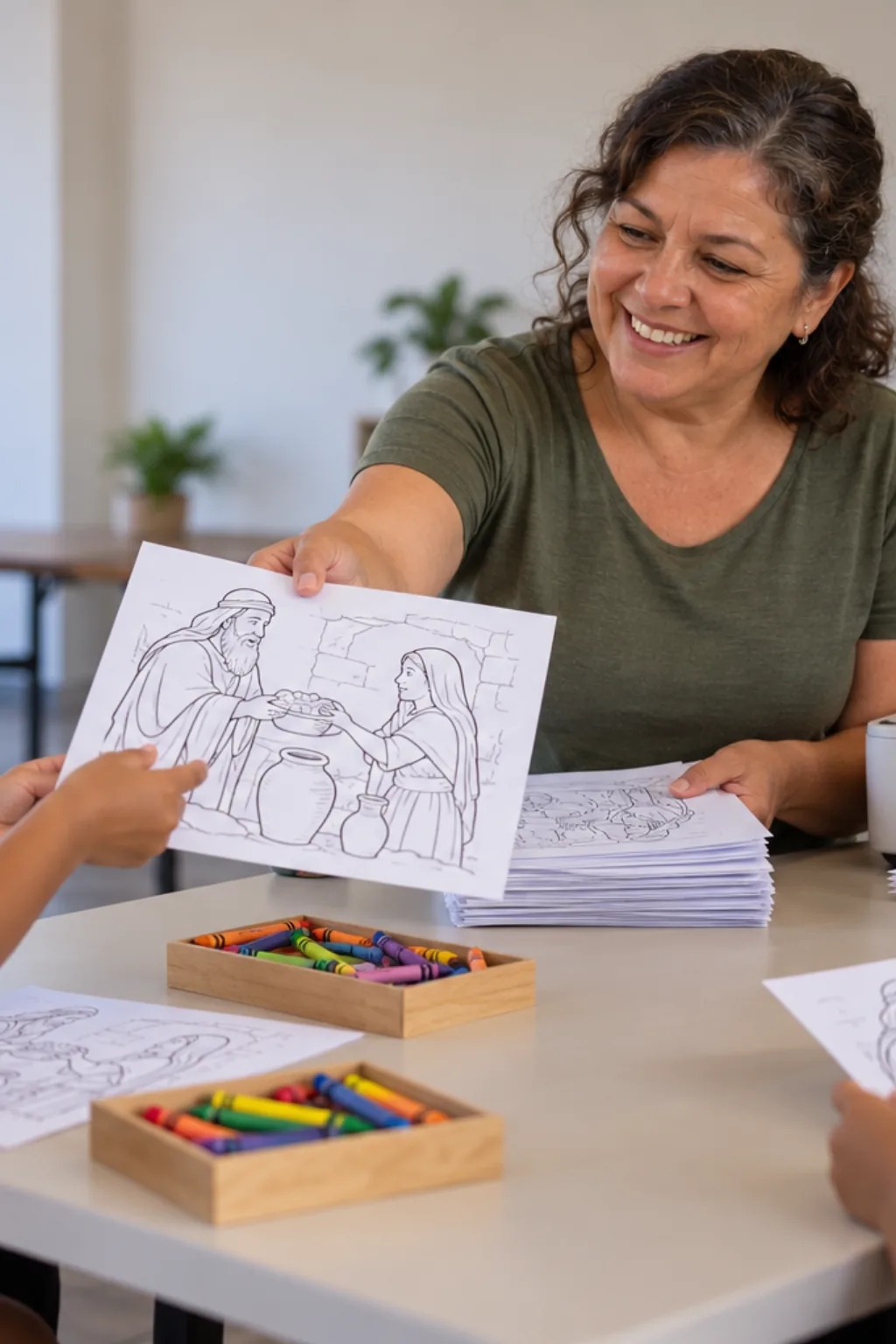 desenhos de Elias e a Viúva de Sarepta para colorir — exemplo criado na Desenhos pra Colorir