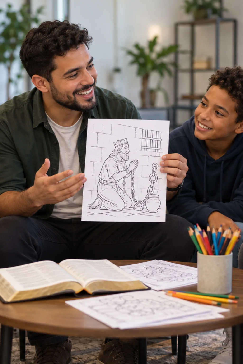 desenhos do Rei Manassés para colorir — exemplo criado na Desenhos pra Colorir