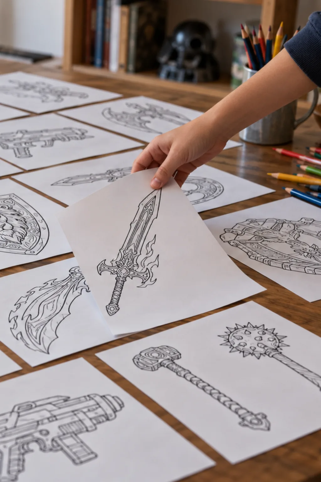 Desenhos de Armas para Colorir - Depois
