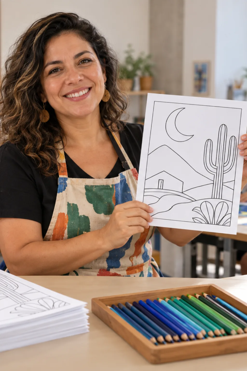 desenhos da obra A Lua de Tarsila do Amaral para colorir — exemplo criado na Desenhos pra Colorir