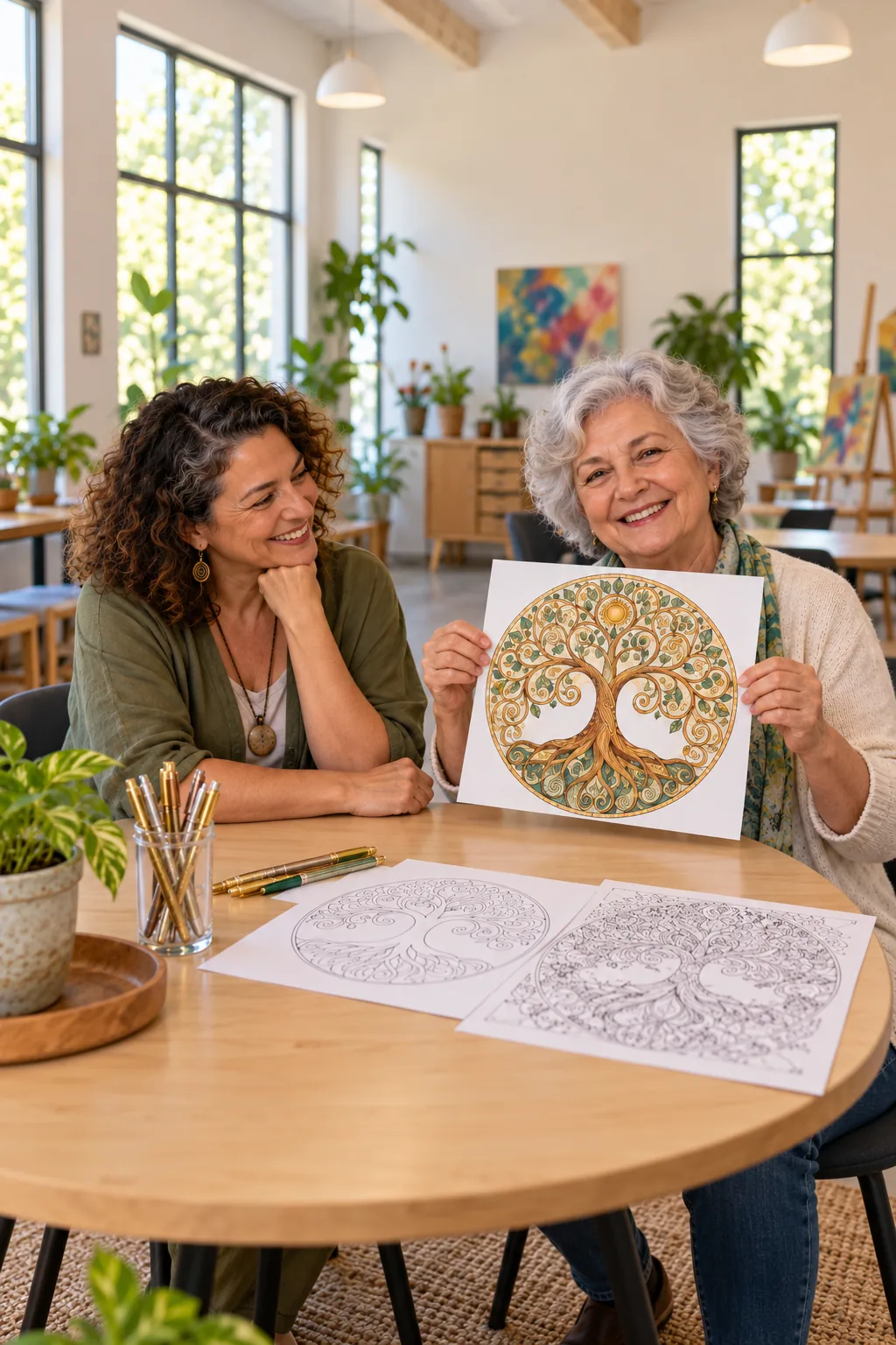 desenhos da obra A Árvore da Vida de Gustav Klimt para colorir — exemplo criado na Desenhos pra Colorir