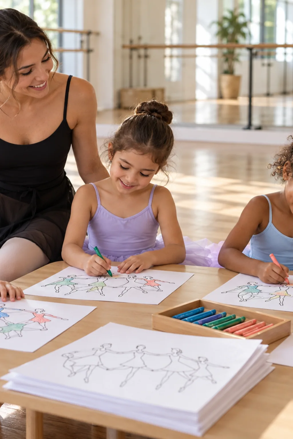 desenhos da obra A Dança de Henri Matisse para colorir — exemplo criado na Desenhos pra Colorir