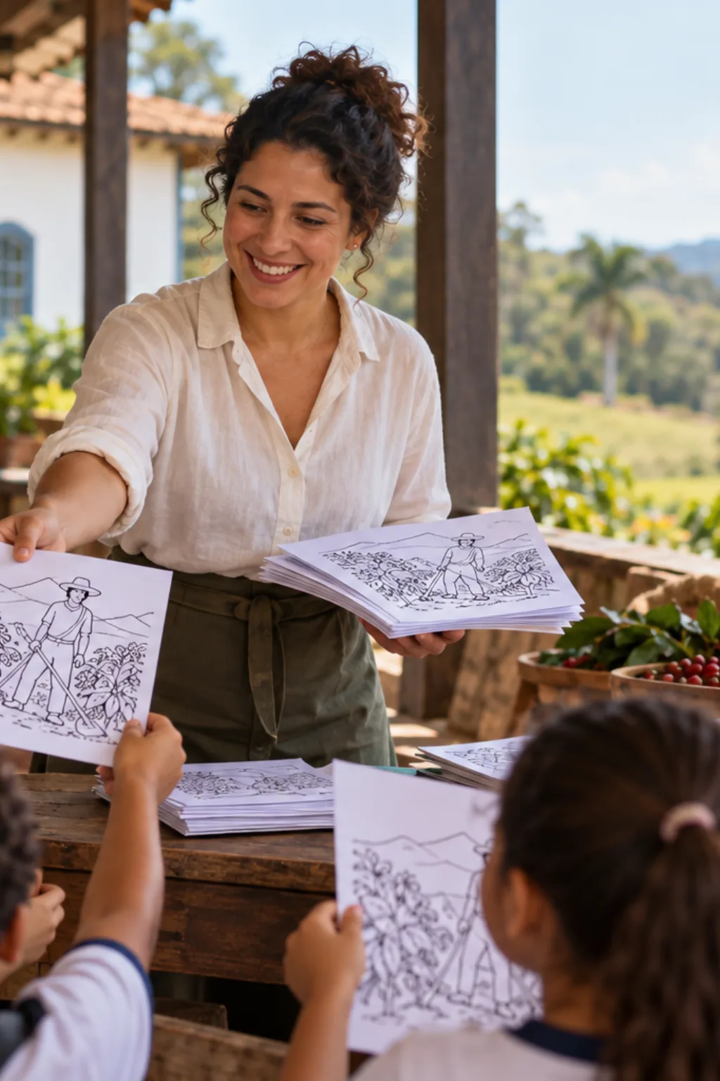 desenhos da obra O Lavrador de Café de Candido Portinari para colorir — exemplo criado na Desenhos pra Colorir