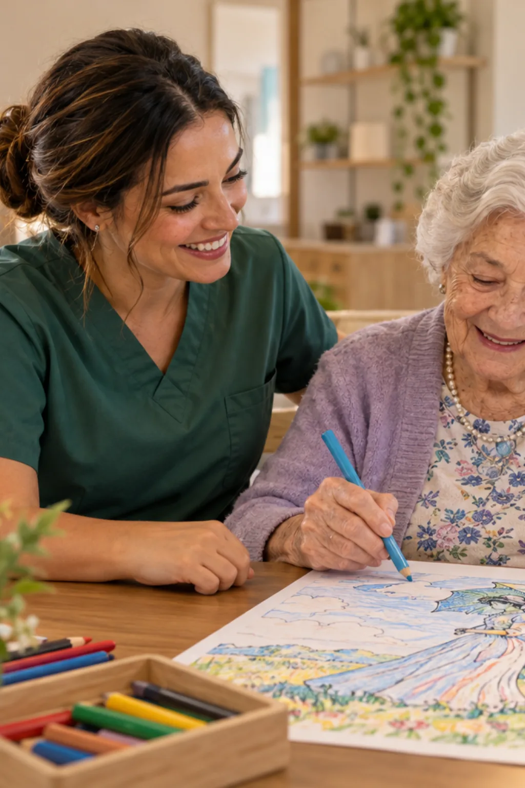 desenhos da obra Mulher com Sombrinha de Monet para colorir — exemplo criado na Desenhos pra Colorir