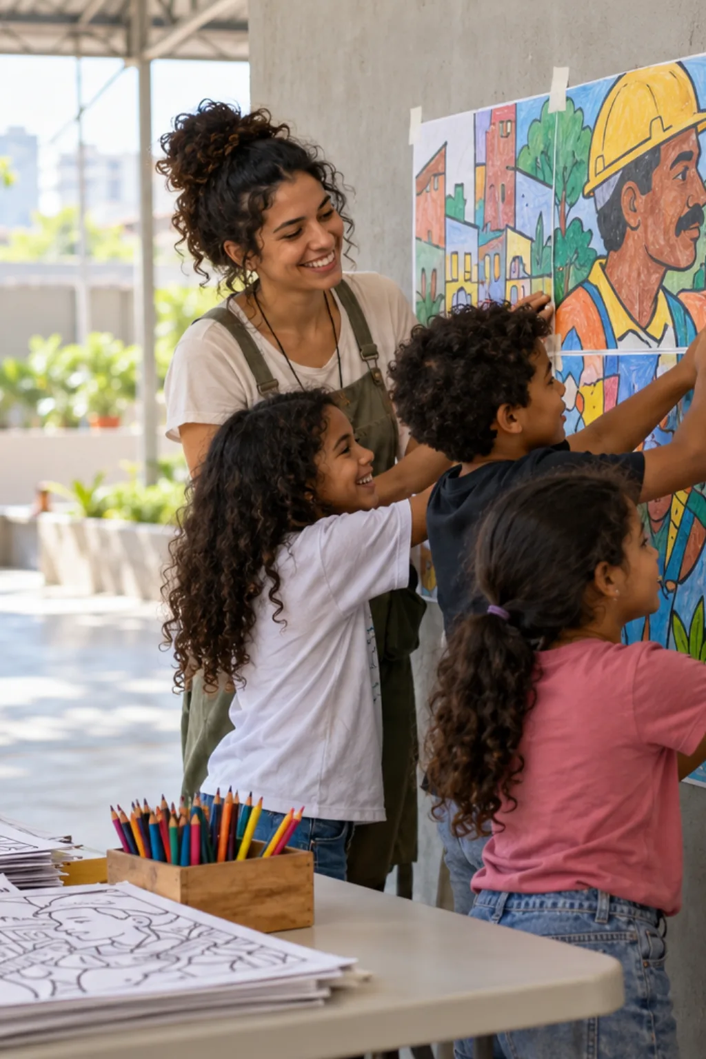 desenhos do Muralismo para colorir — exemplo criado na Desenhos pra Colorir