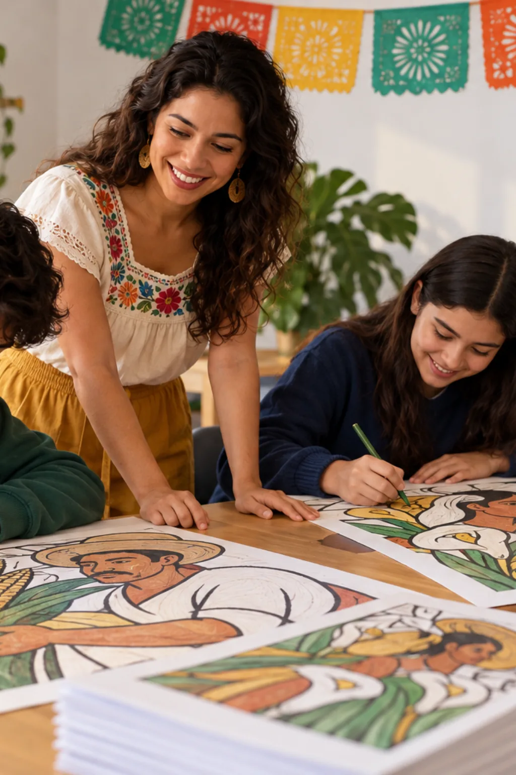 desenhos do Muralismo Mexicano para colorir — exemplo criado na Desenhos pra Colorir