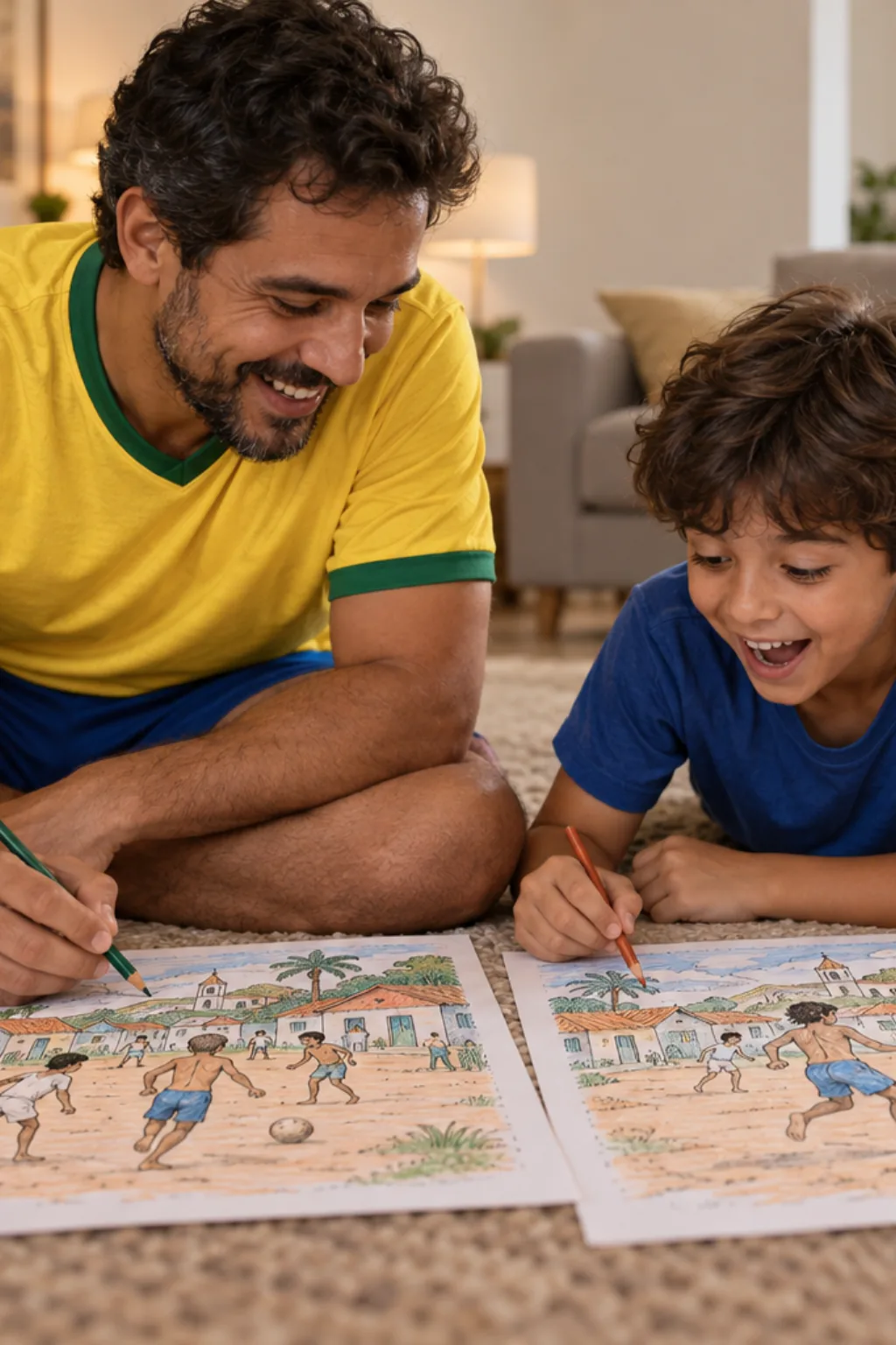 desenhos da obra Futebol de Candido Portinari para colorir — exemplo criado na Desenhos pra Colorir