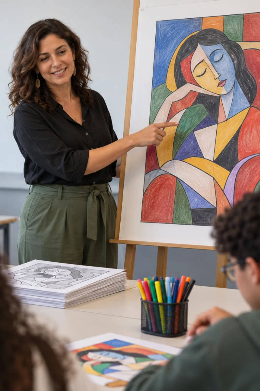 desenhos da obra O Sonho de Pablo Picasso para colorir — exemplo criado na Desenhos pra Colorir