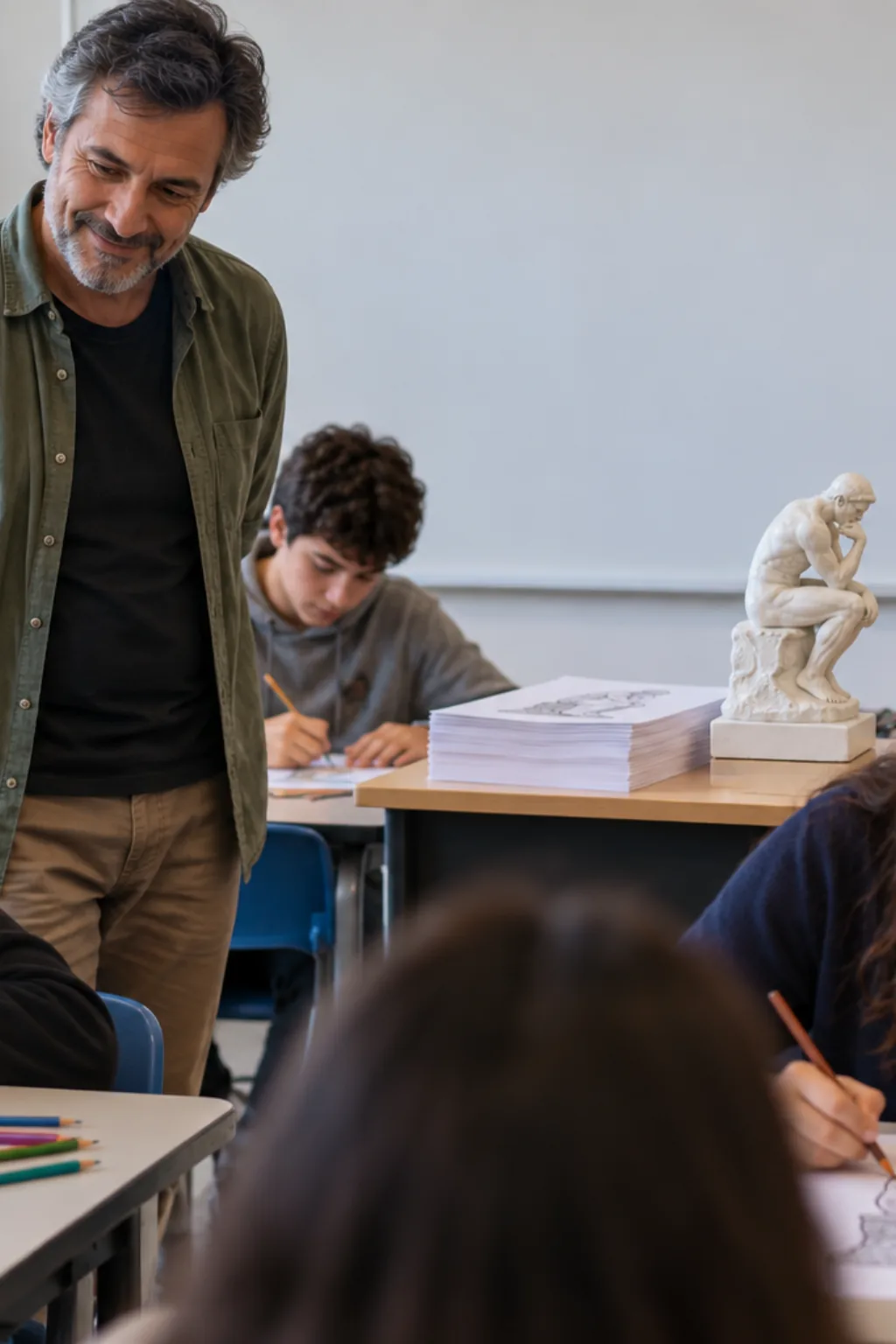 desenhos da obra O Pensador de Auguste Rodin para colorir — exemplo criado na Desenhos pra Colorir