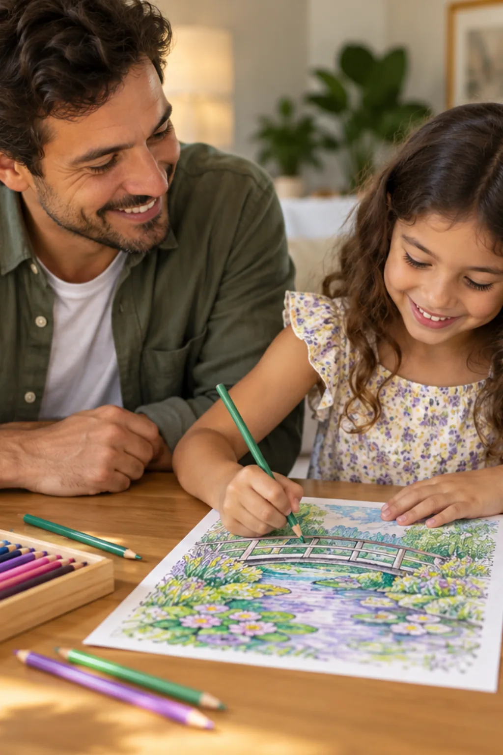 desenhos da obra A Ponte Japonesa de Monet para colorir — exemplo criado na Desenhos pra Colorir