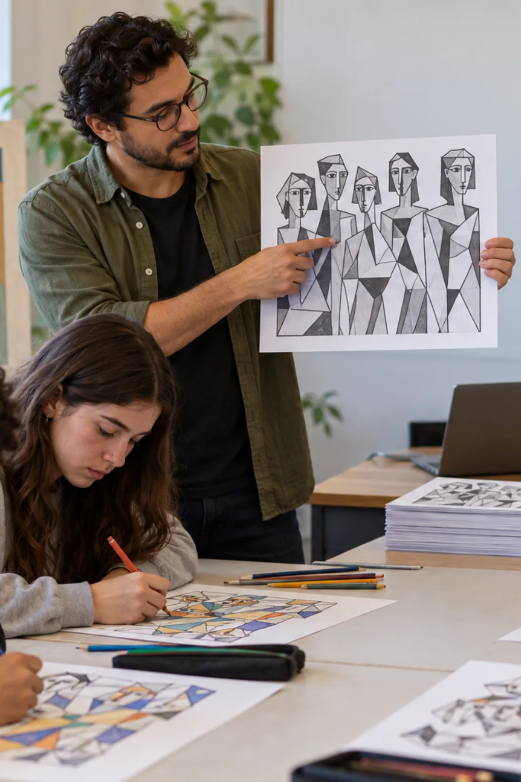desenhos da obra As Senhoritas de Avignon de Picasso para colorir — exemplo criado na Desenhos pra Colorir