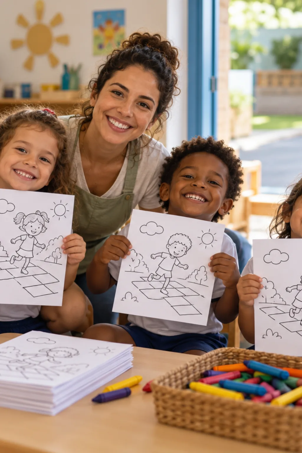 desenhos da obra Amarelinha de Ivan Cruz para colorir — exemplo criado na Desenhos pra Colorir