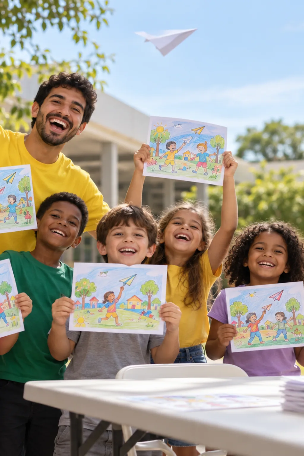 desenhos da obra Aviãozinho de Papel de Ivan Cruz para colorir — exemplo criado na Desenhos pra Colorir
