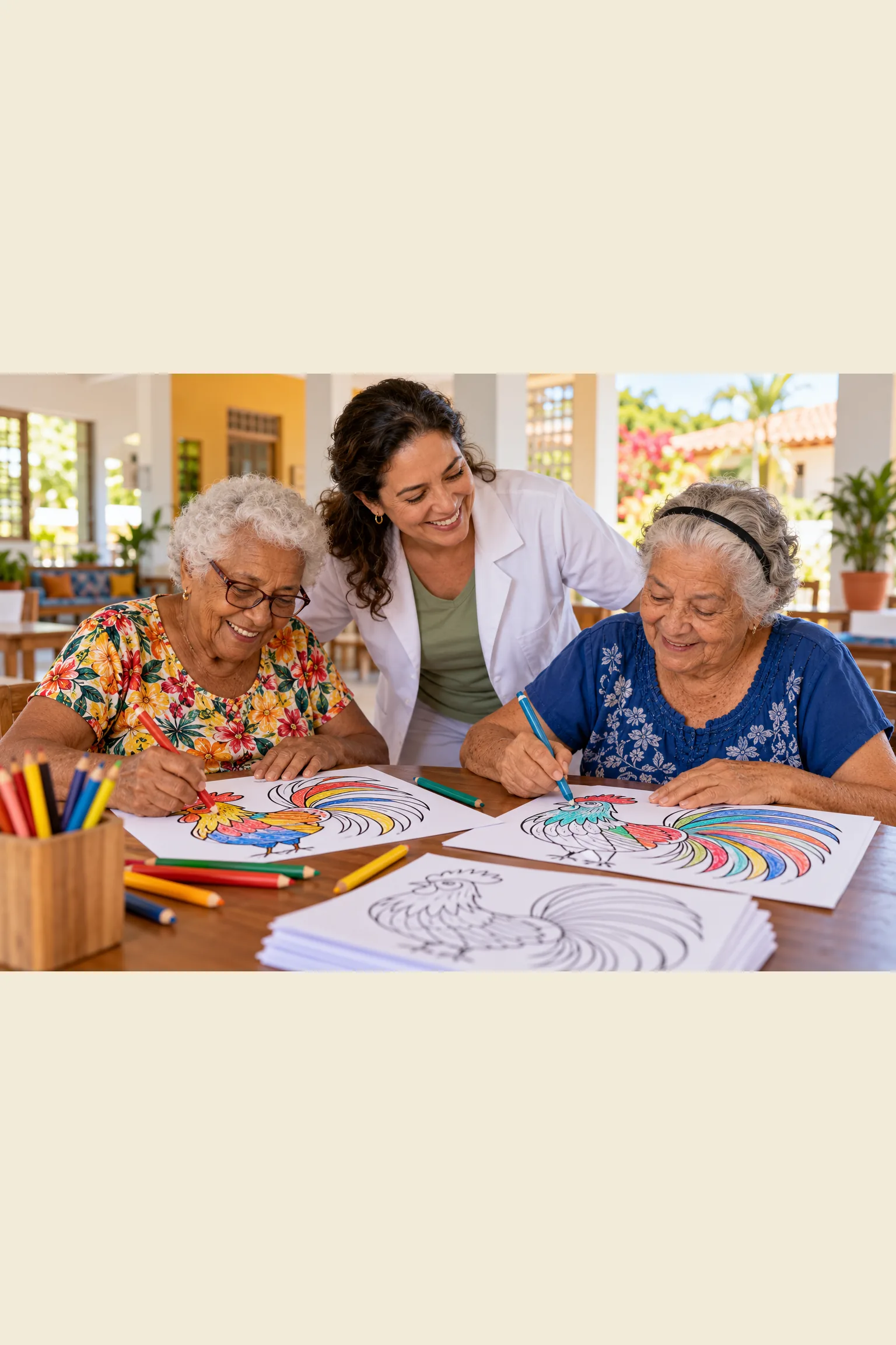 desenhos de galos de Aldemir Martins para colorir — exemplo criado na Desenhos pra Colorir