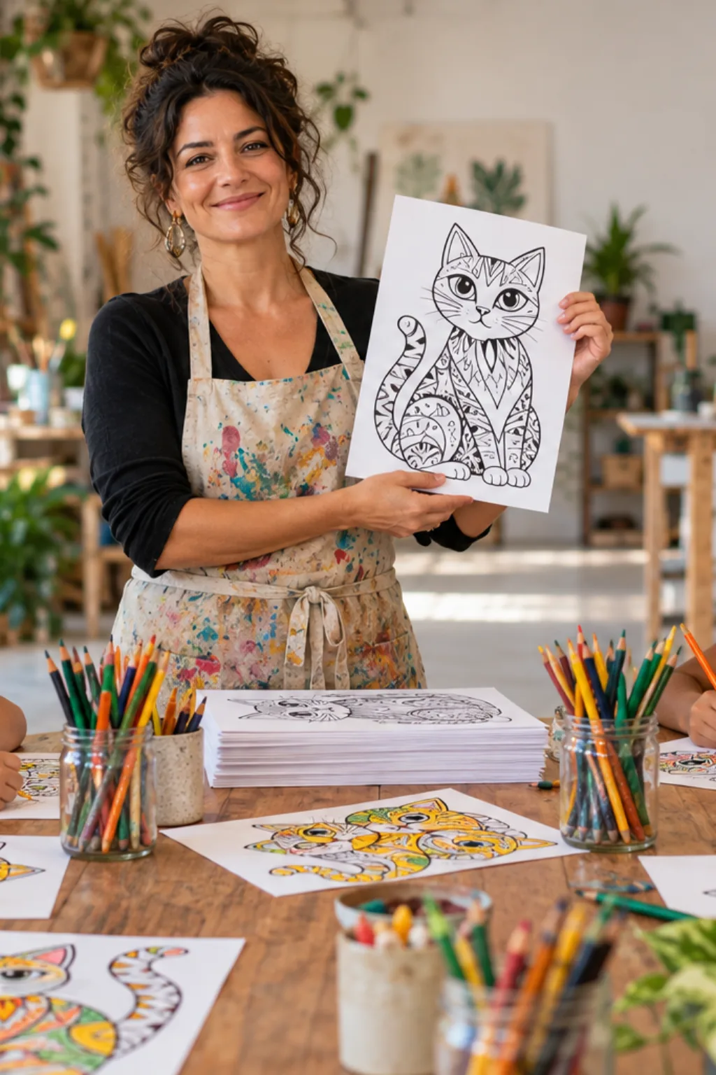 desenhos de gatos de Aldemir Martins para colorir — exemplo criado na Desenhos pra Colorir