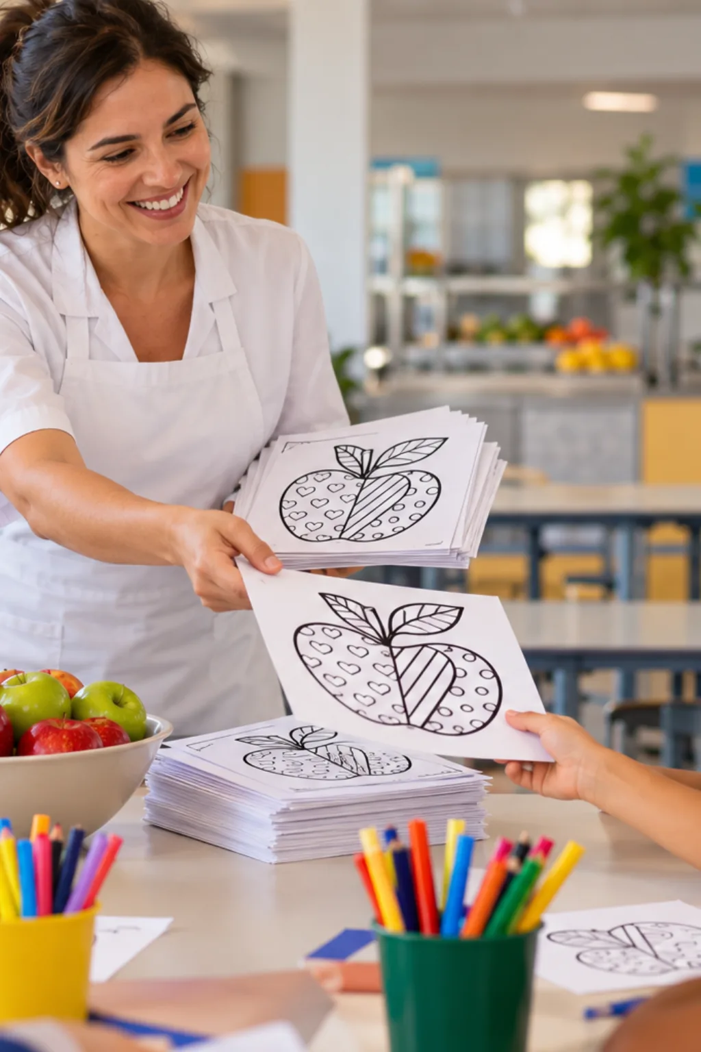 desenhos de maçãs de Romero Britto para colorir — exemplo criado na Desenhos pra Colorir