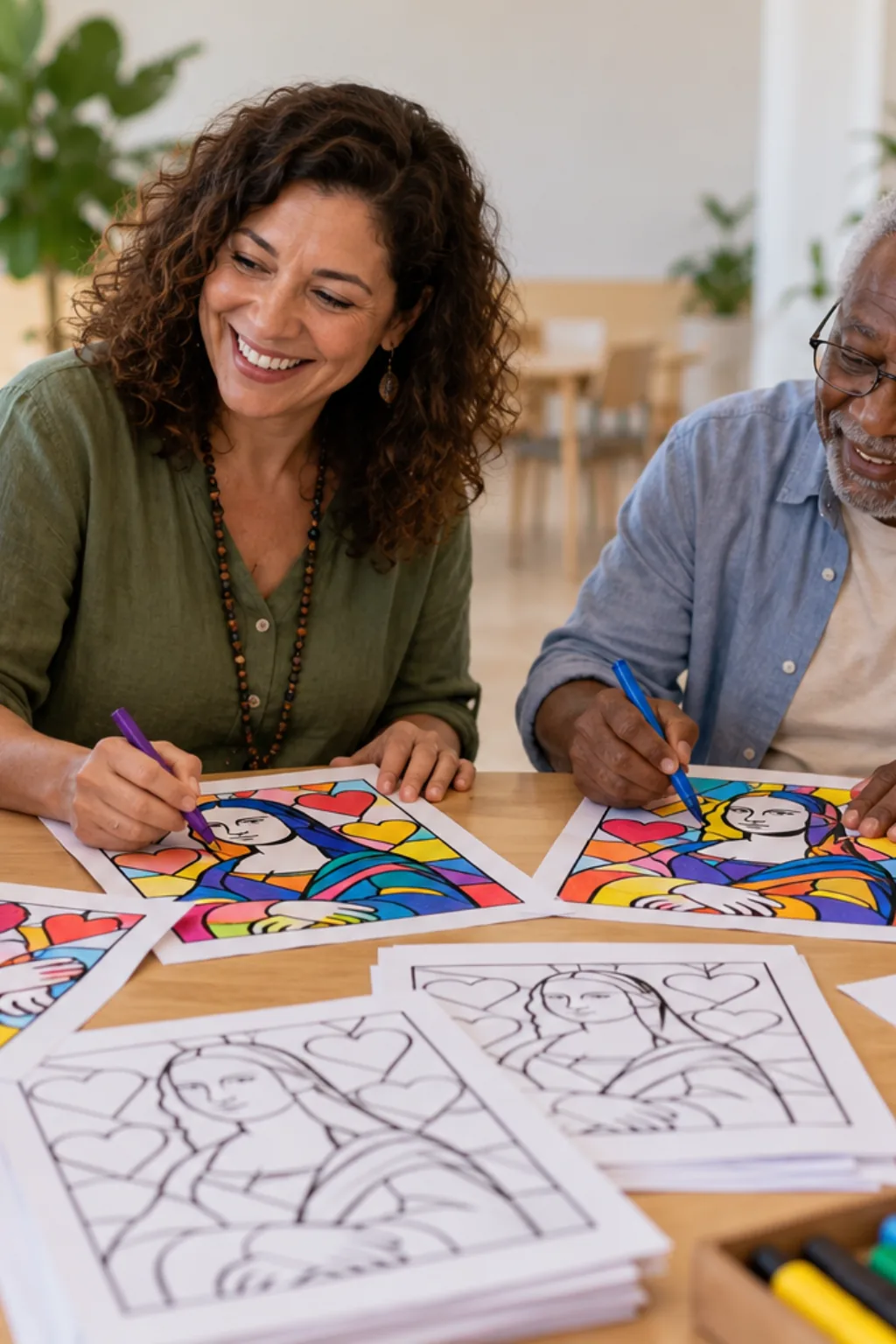 desenhos da obra Mona Lisa de Romero Britto para colorir — exemplo criado na Desenhos pra Colorir