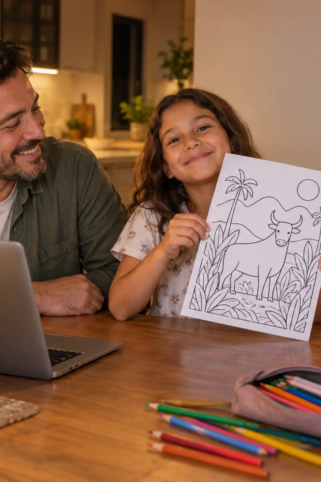 desenhos da obra O Touro de Tarsila do Amaral para colorir — exemplo criado na Desenhos pra Colorir