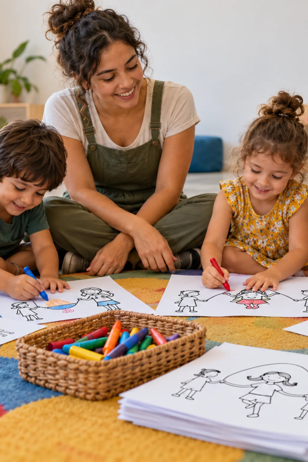 desenhos da obra Pulando Corda de Ivan Cruz para colorir — exemplo criado na Desenhos pra Colorir