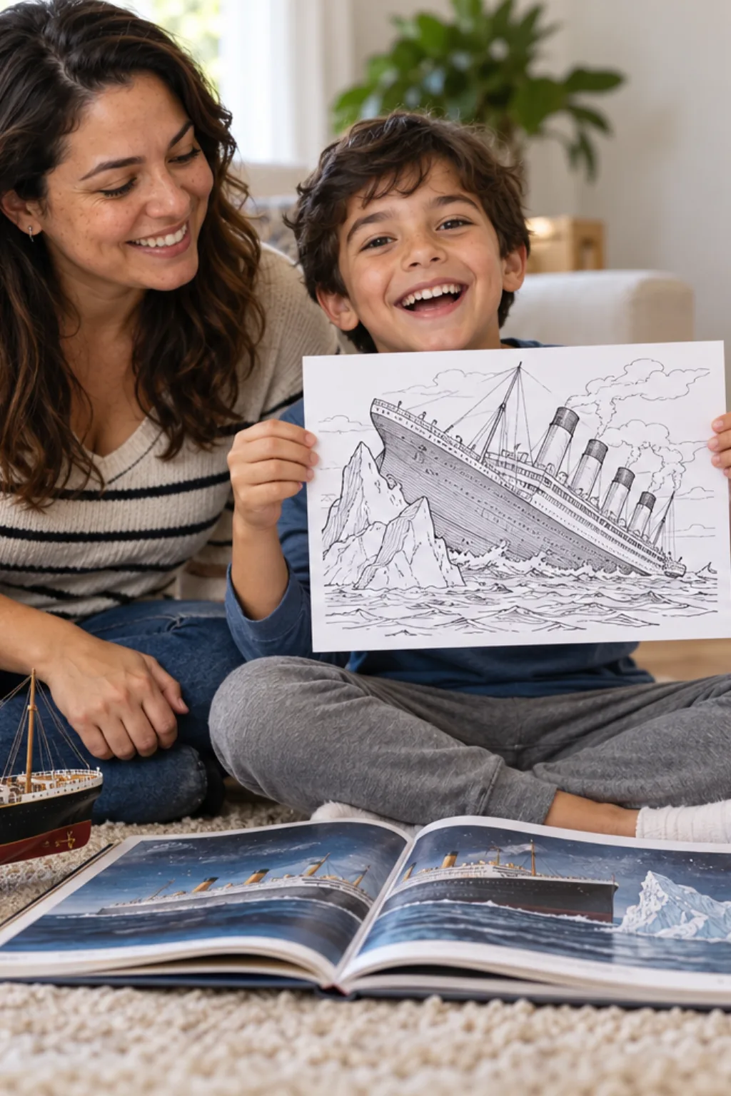 desenhos de barcos afundando para colorir — exemplo criado na Desenhos pra Colorir