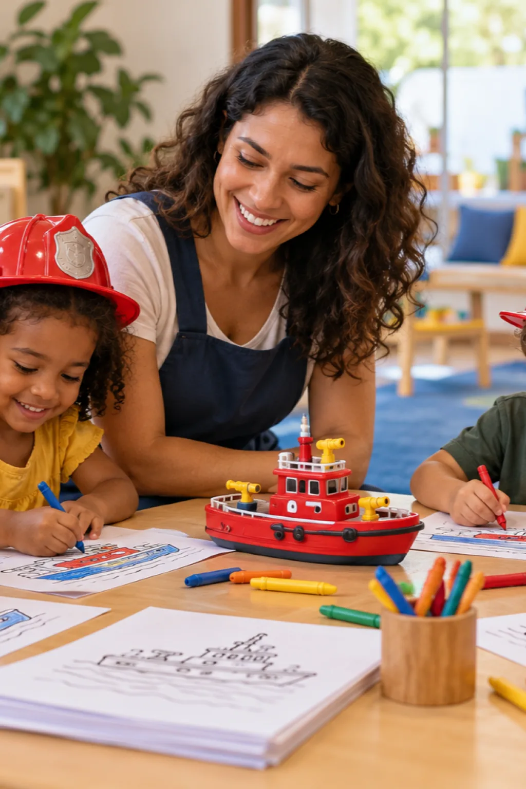 desenhos de barco de bombeiros para colorir — exemplo criado na Desenhos pra Colorir