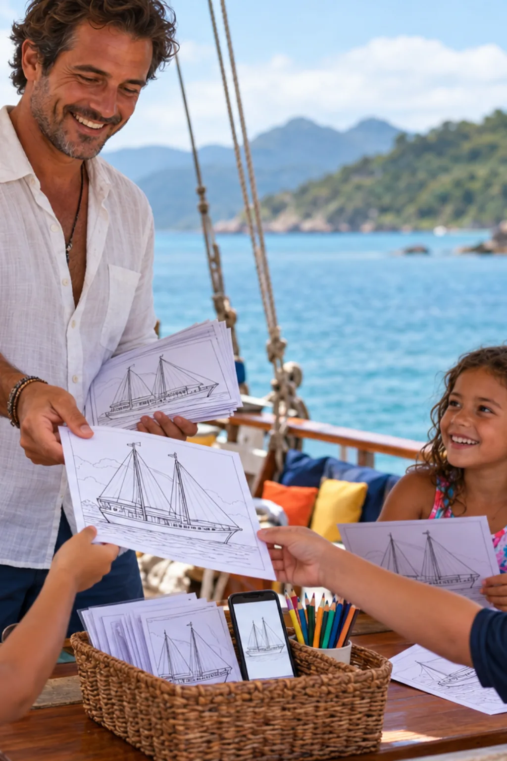 desenhos de escuna para colorir — exemplo criado na Desenhos pra Colorir